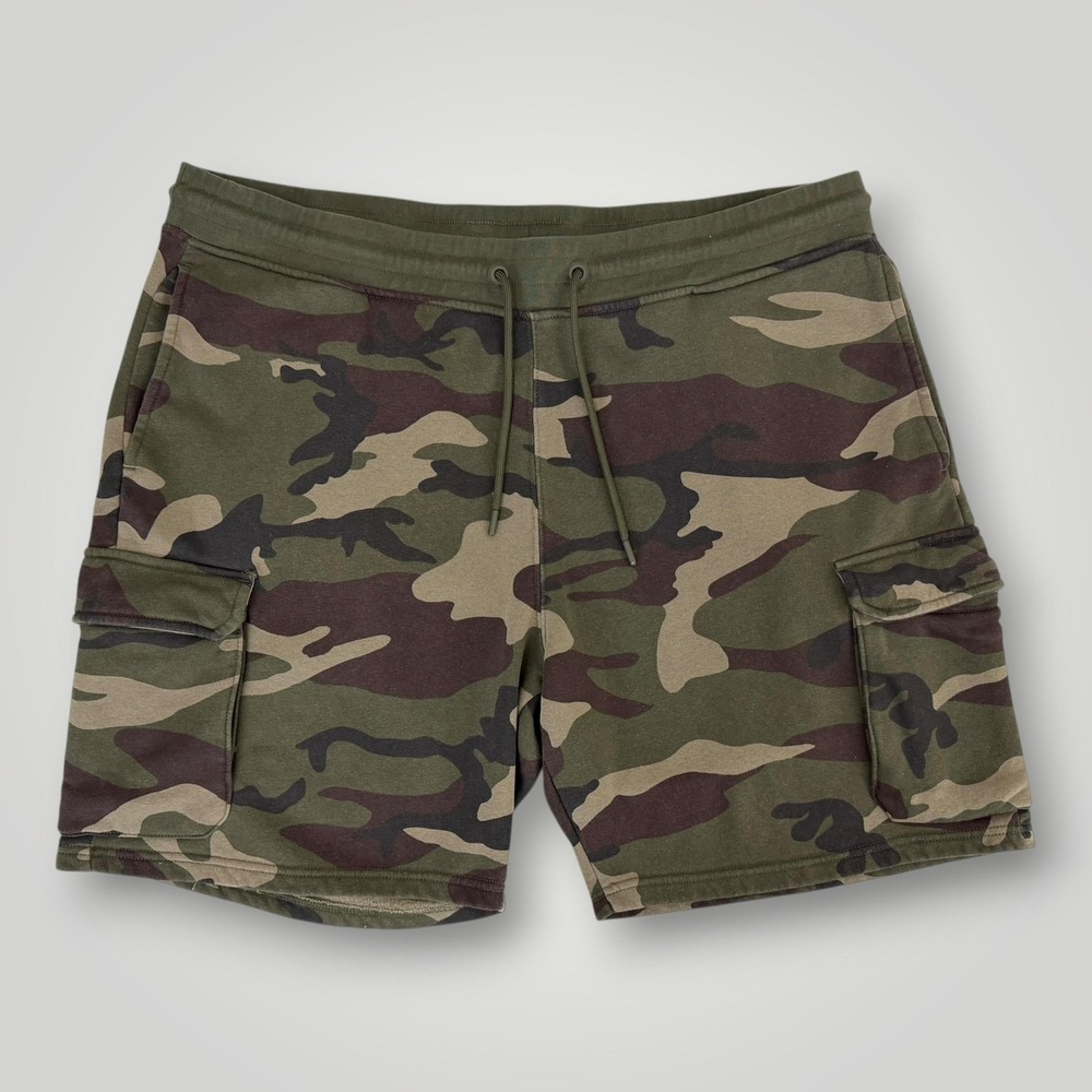 CSG Cargo Sweat Shorts Mens Size 3XL Green Camo Fleece Drawstring Utility
